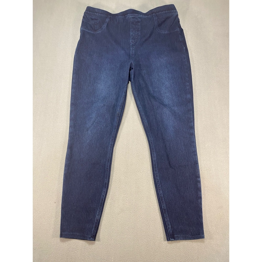 Spanx Jean-ish Leggings Womens 1X Dark Indigo Blue Pull On Skinny Denim Pants